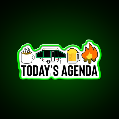 Todays Agenda Camping Beer Campfire Beer Bar Decor Led Neon Sign Rgb Color - LED neon sign view 8