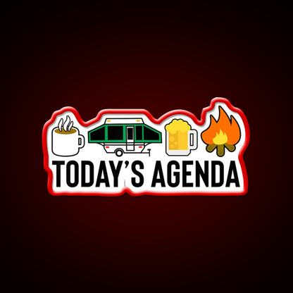 Todays Agenda Camping Beer Campfire Beer Bar Decor Led Neon Sign Rgb Color - LED neon sign view 10