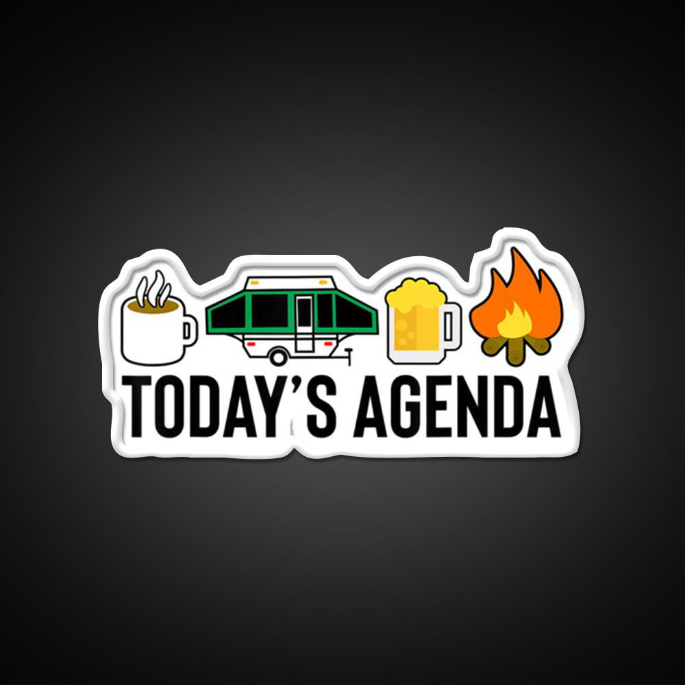 Todays Agenda Camping Beer Campfire Beer Bar Decor Led Neon Sign Rgb Color - LED neon sign view 11