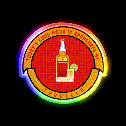 Todays Good Mood Is Sponsored By Tequila Party Drink Tequila Led Neon Sign Rgb Color - LED neon sign close-up detail