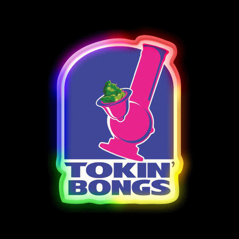 Tokin Bongs Hemp Inspired Green Leaf Led Neon Sign Rgb Color - LED neon sign close-up detail