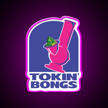 Tokin Bongs Hemp Inspired Green Leaf Led Neon Sign Rgb Color - Neon sign mounted on wall in room