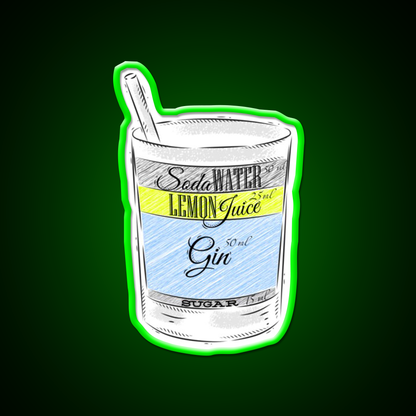 Tom Collins Ingredients Cocktail Glass Cocktail Bar Decor Led Neon Sign Rgb Color - LED neon sign view 8