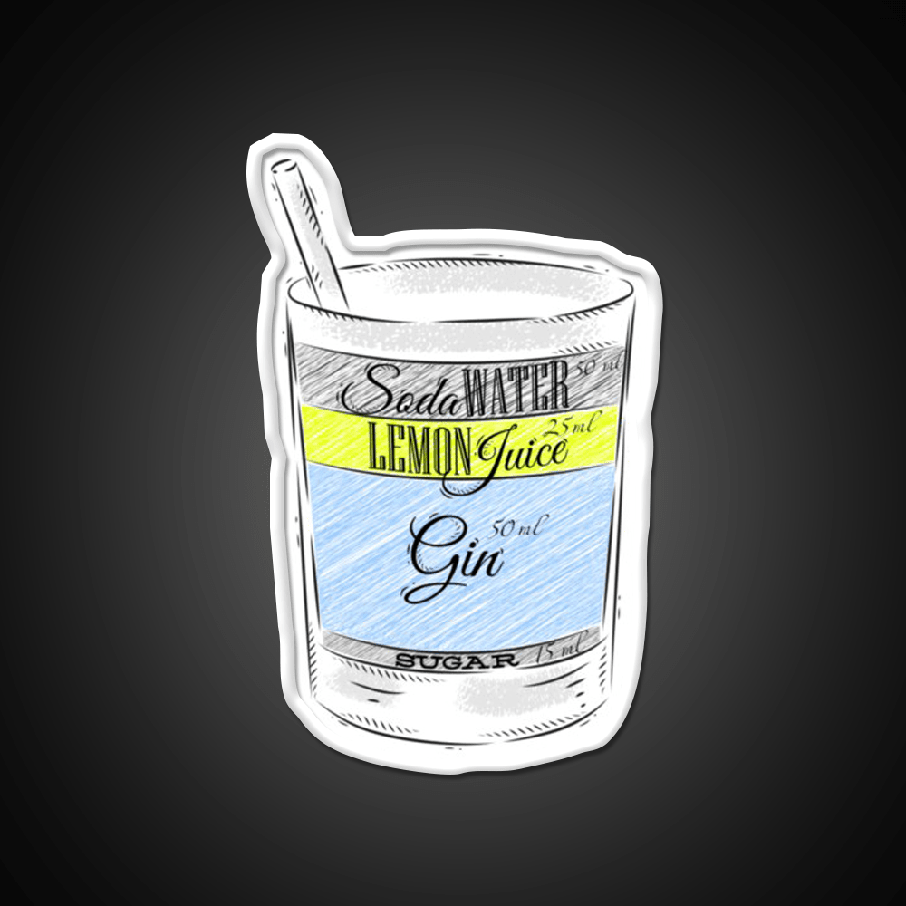 Tom Collins Ingredients Cocktail Glass Cocktail Bar Decor Led Neon Sign Rgb Color - Shineneon