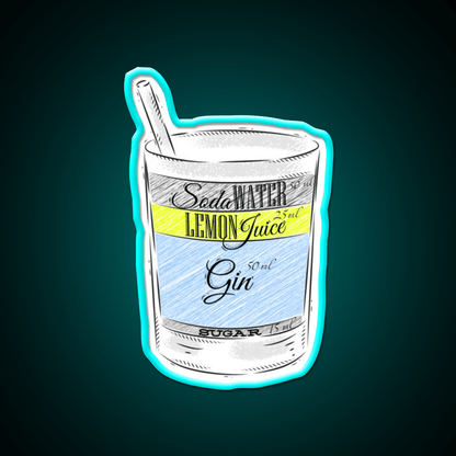 Tom Collins Ingredients Cocktail Glass Cocktail Bar Decor Led Neon Sign Rgb Color - Shineneon