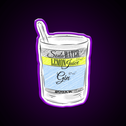 Tom Collins Ingredients Cocktail Glass Cocktail Bar Decor Led Neon Sign Rgb Color - Shineneon
