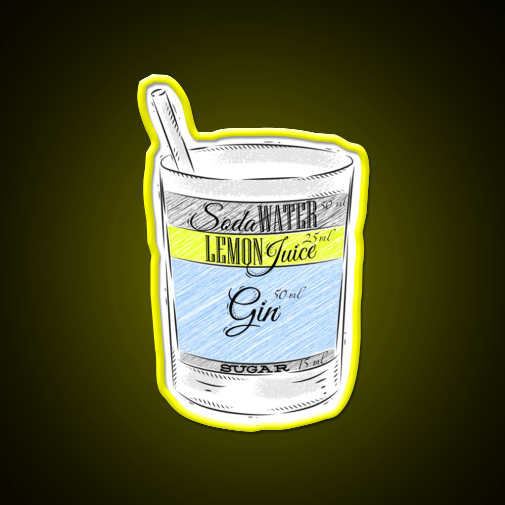 Tom Collins Ingredients Cocktail Glass Cocktail Bar Decor Led Neon Sign Rgb Color - Shineneon