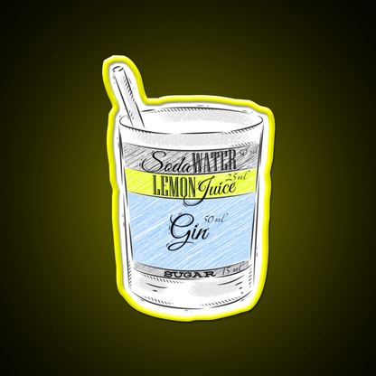 Tom Collins Ingredients Cocktail Glass Cocktail Bar Decor Led Neon Sign Rgb Color - LED neon sign view 7
