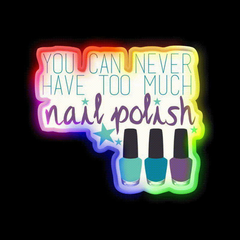 Too Much Nail Polish Nail Salon Led Neon Sign Rgb Color - LED neon sign close-up detail