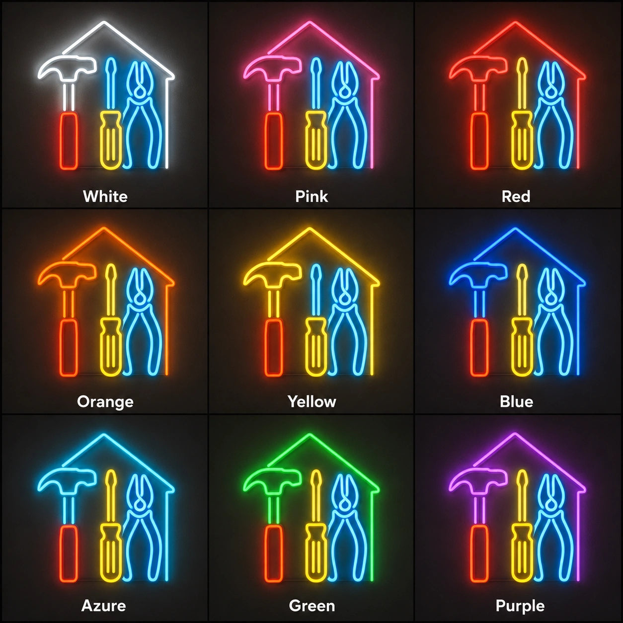Tool House Workshop Neon Sign LED Neon Sign color grid