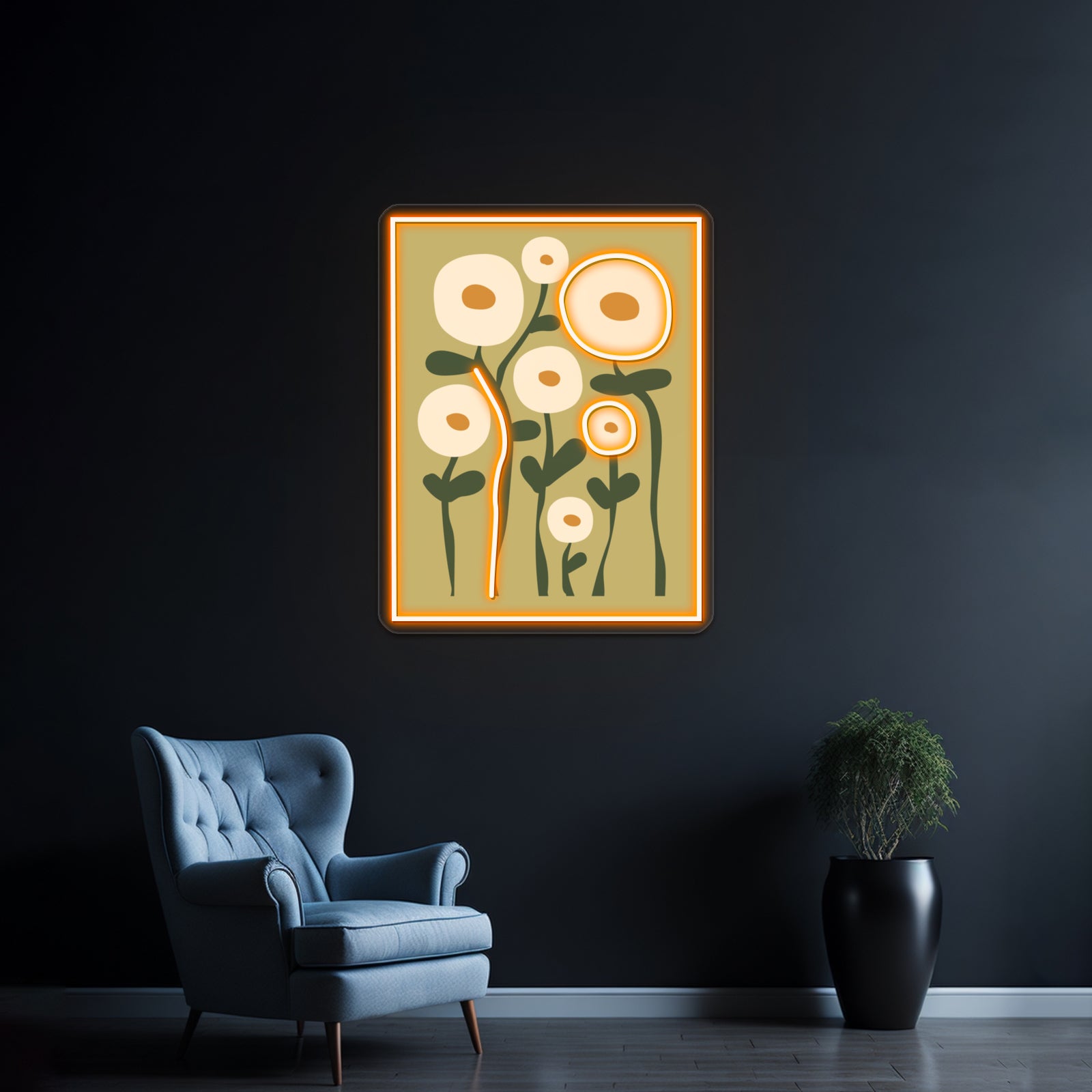 Toronto Abstract Green Flowers Aesthetic Autumn Cottagecore Wall Artwork Neon Signs | Shineneon