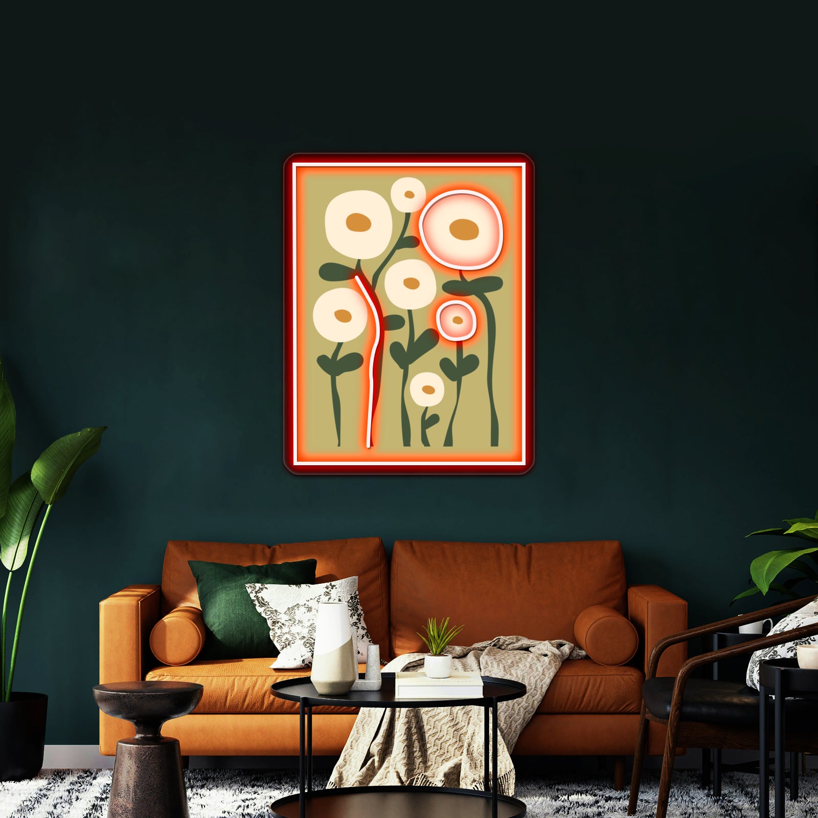 Toronto Abstract Green Flowers Aesthetic Autumn Cottagecore Wall Artwork Neon Signs | Shineneon
