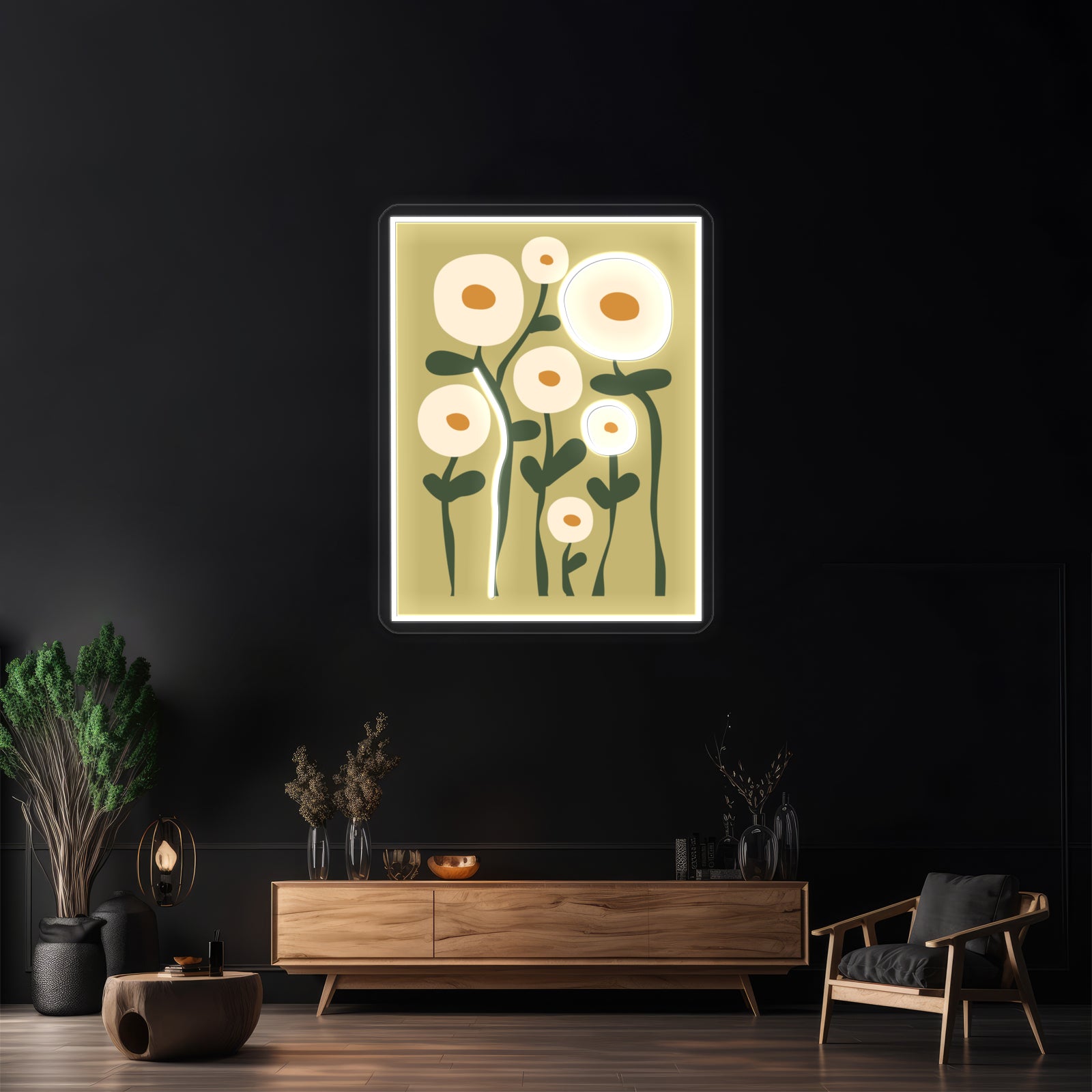 Toronto Abstract Green Flowers Aesthetic Autumn Cottagecore Wall Artwork Neon Signs | Shineneon