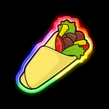 Tortilla Sandwich Wrap Fast Food Led Neon Sign For Burger Place Rgb Color - LED neon sign close-up detail
