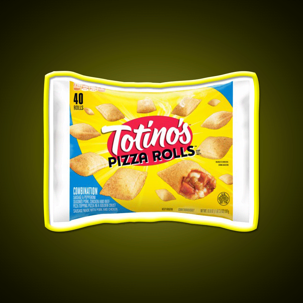 Totinos Pizza Rolls Combination Snack Food Led Neon Sign Rgb Color - Custom LED neon sign front view