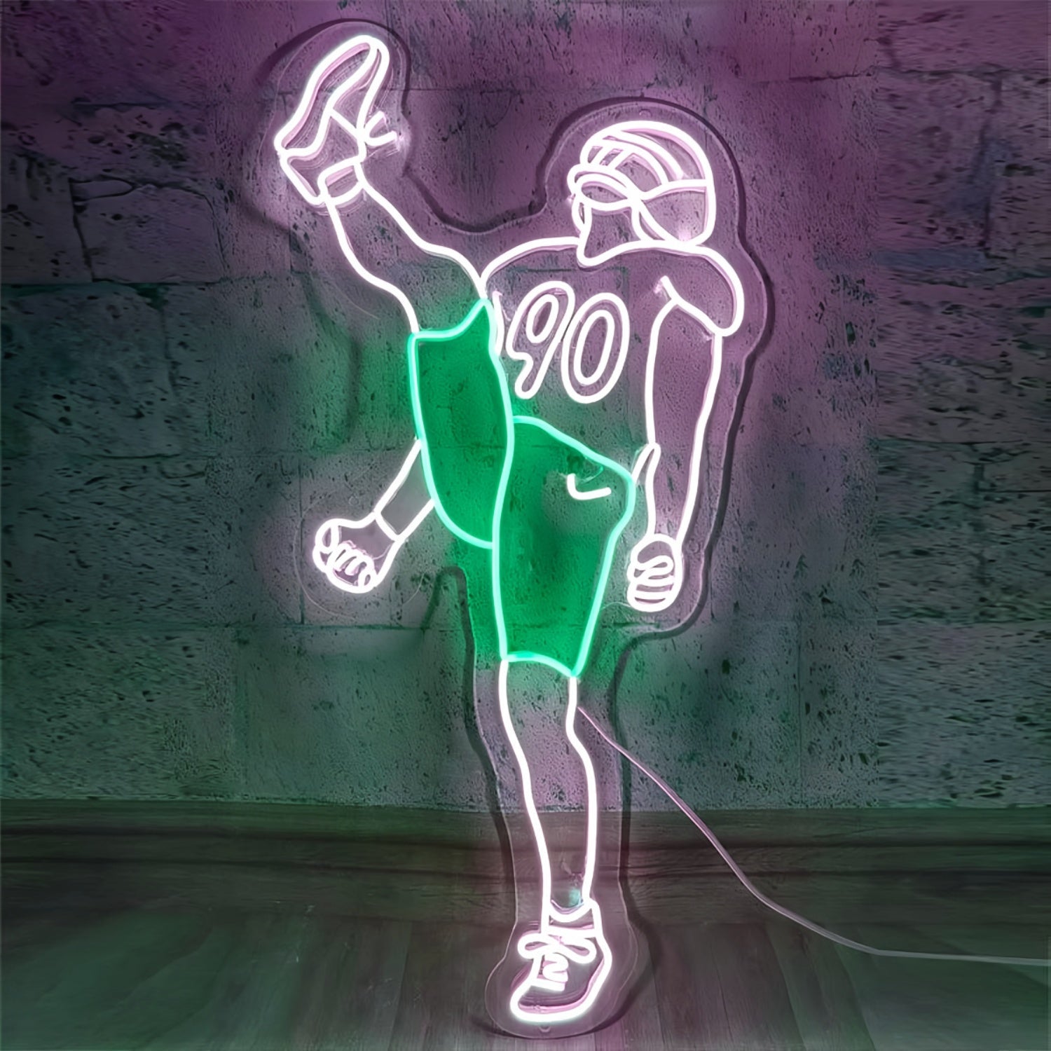 Touchdown Heroes Vibrant American Football Players Neon - Shineneon