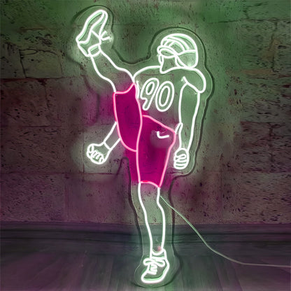 Touchdown Heroes Vibrant American Football Players Neon - Shineneon