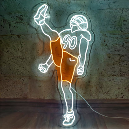 Touchdown Heroes Vibrant American Football Players Neon - Shineneon