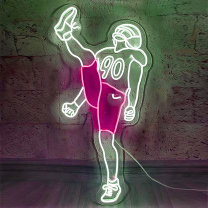 Touchdown Heroes Vibrant American Football Players Neon | Shineneon