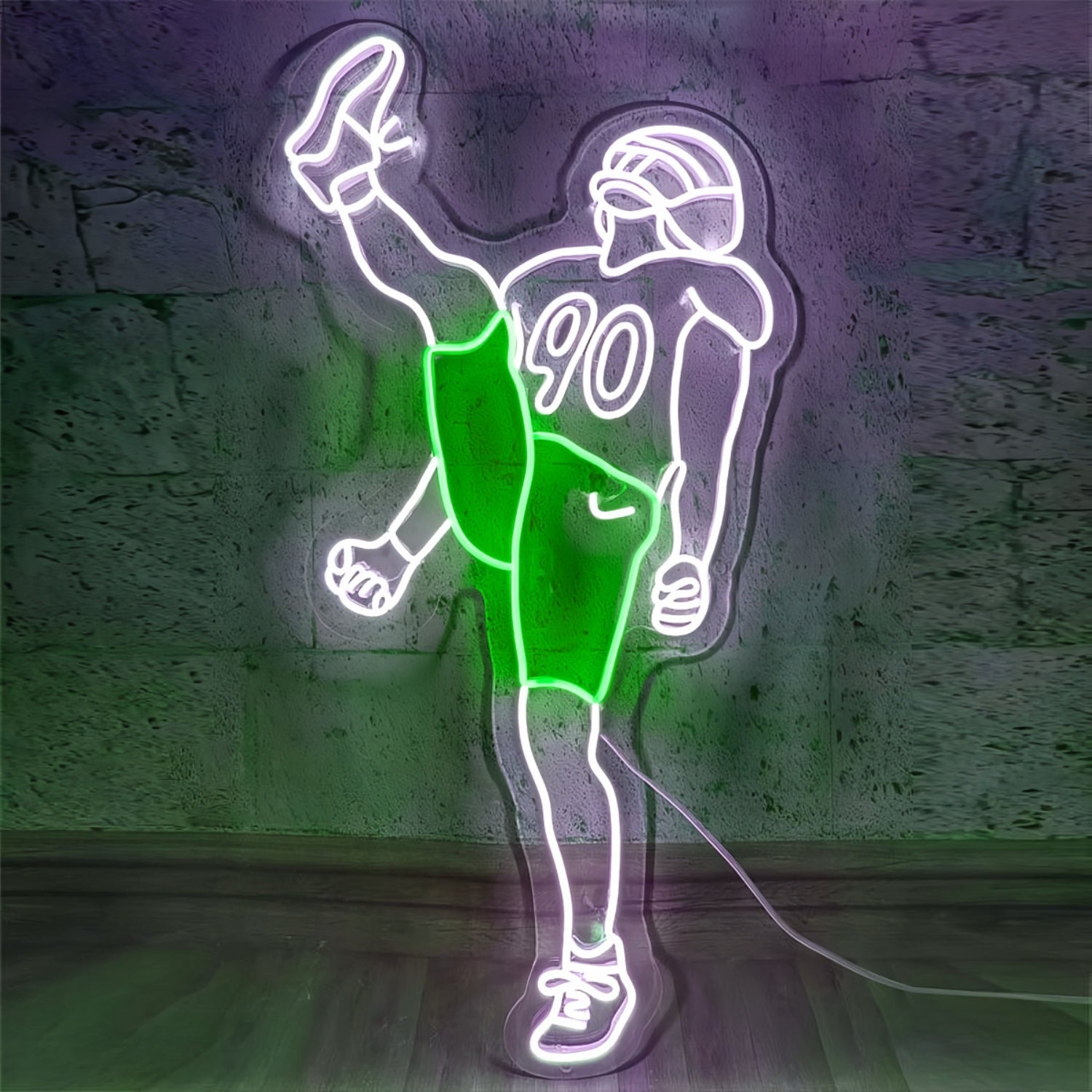 Touchdown Heroes Vibrant American Football Players Neon - Shineneon