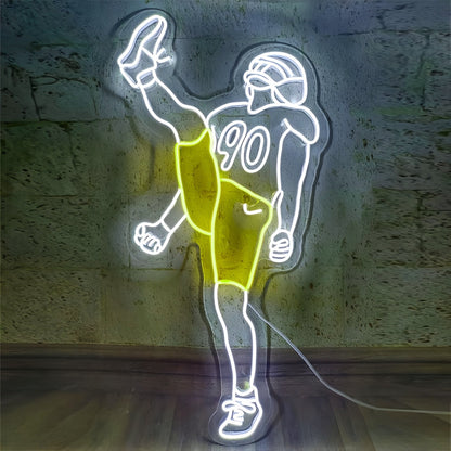 Touchdown Heroes Vibrant American Football Players Neon - Shineneon
