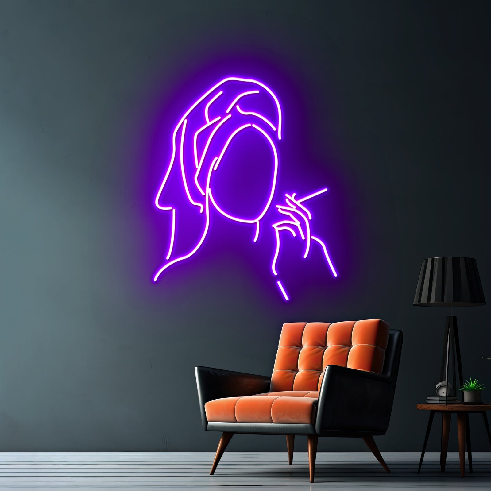 Towel Cigaretteweed Smoke Line Art Drawing Modern Minimalist Wall Artwork Neon Signs | Shineneon