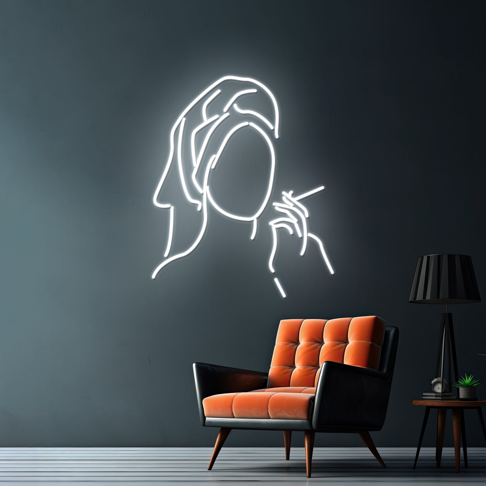 Towel Cigaretteweed Smoke Line Art Drawing Modern Minimalist Wall Artwork Neon Signs | Shineneon