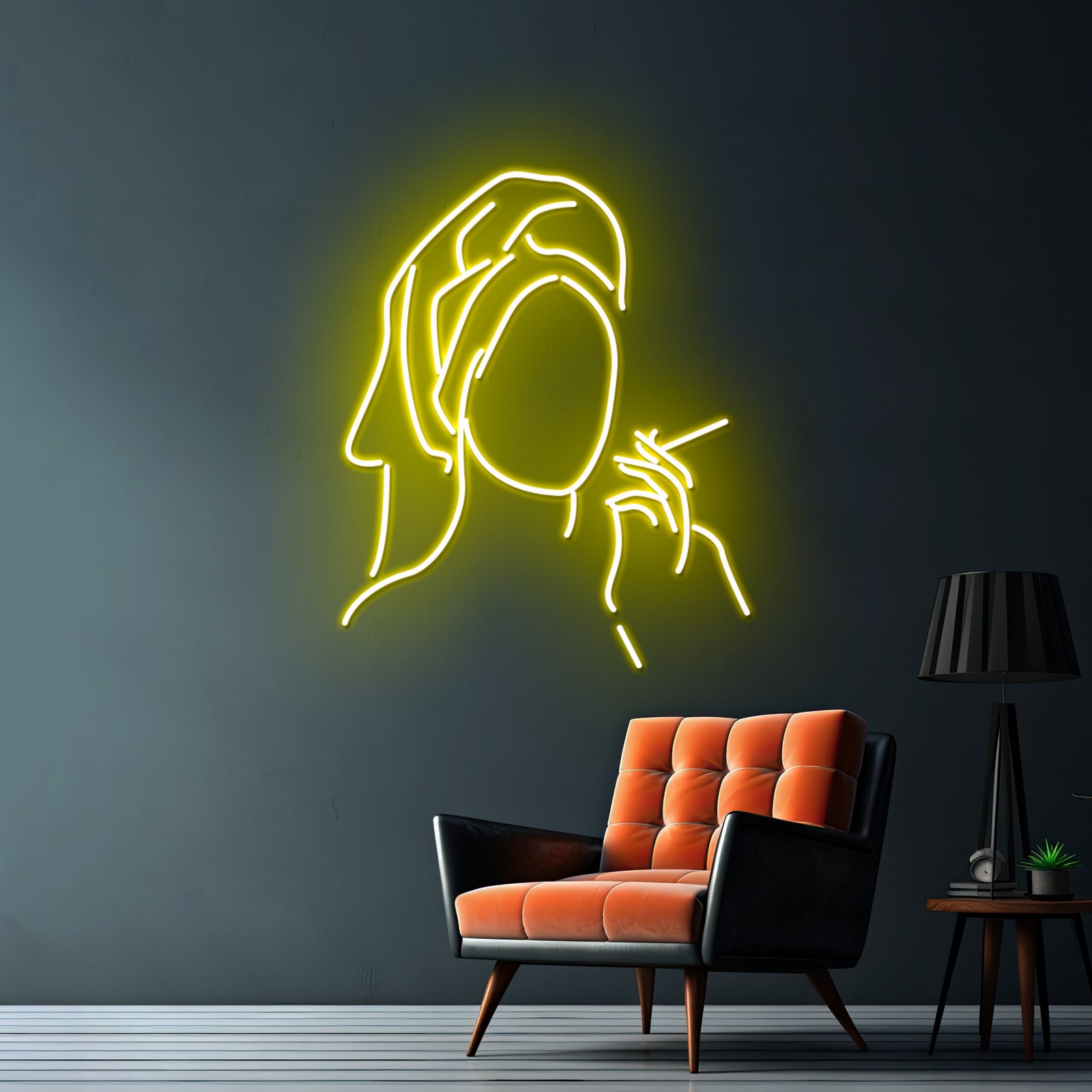 Towel Cigaretteweed Smoke Line Art Drawing Modern Minimalist Wall Artwork Neon Signs | Shineneon