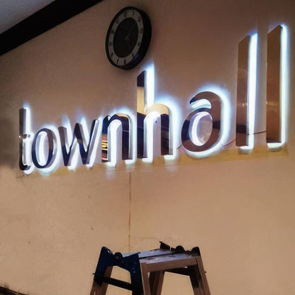 Townhall 3D Backlit Letters Business Metal Led Sign - Shineneon