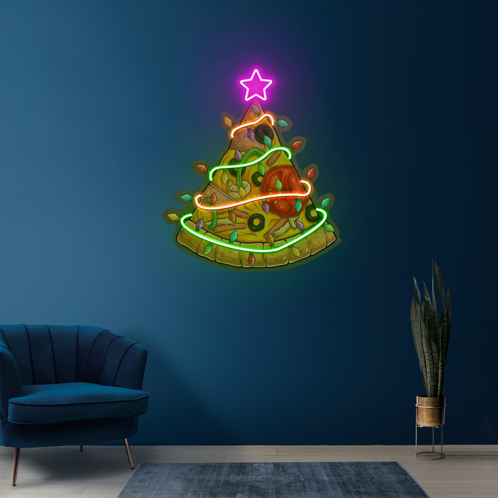Traditional Christmas Tree Led Neon Acrylic Artwork For Sale