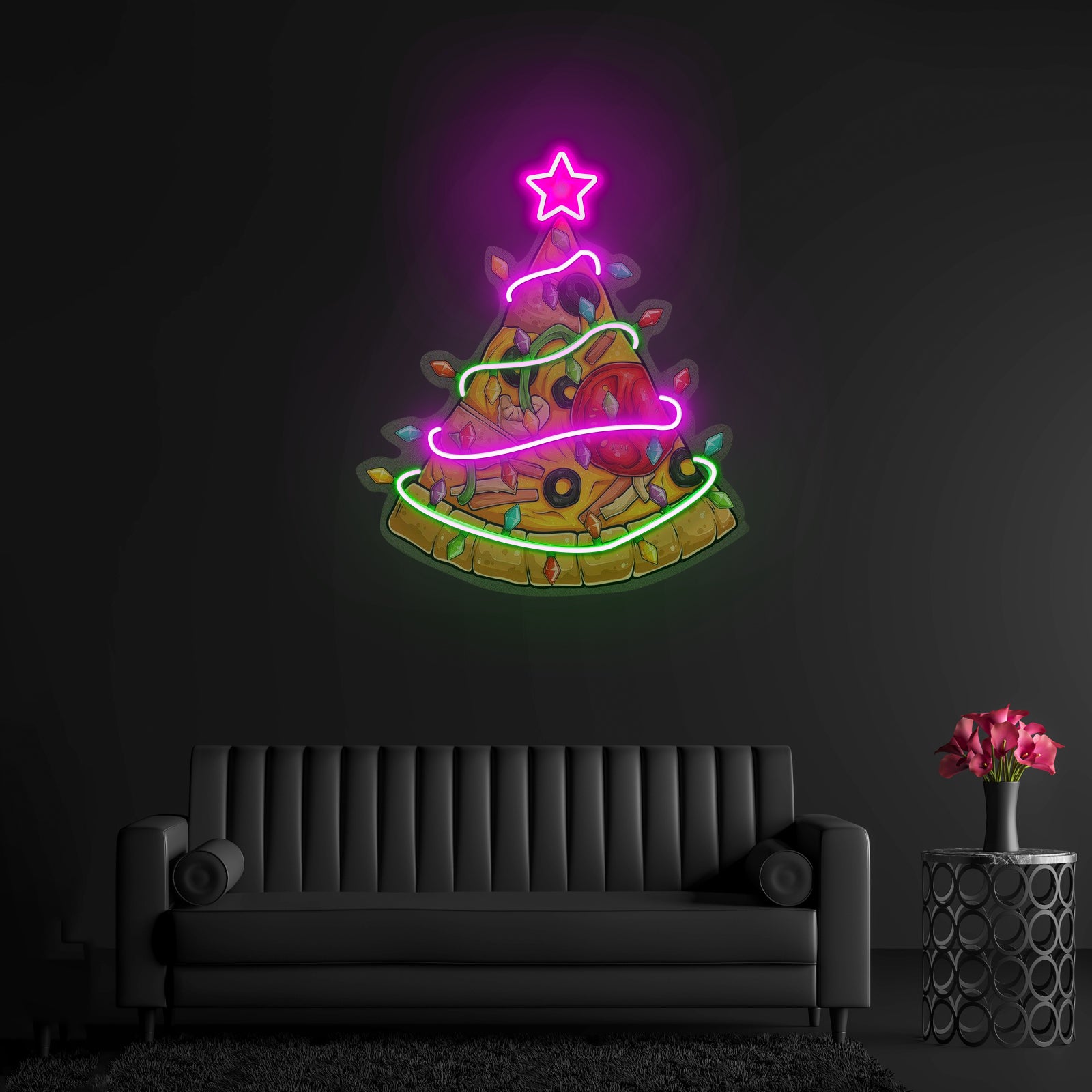 Traditional Christmas Tree Led Neon Acrylic Artwork For Sale