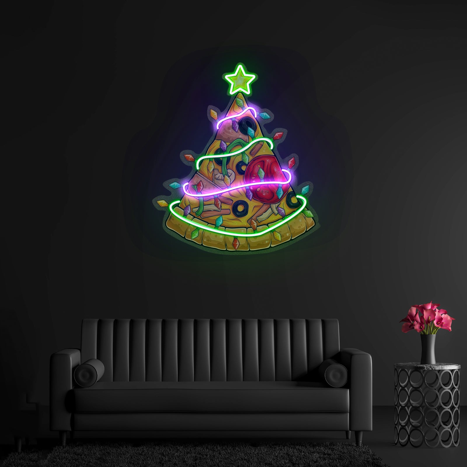 Traditional Christmas Tree Led Neon Acrylic Artwork For Sale
