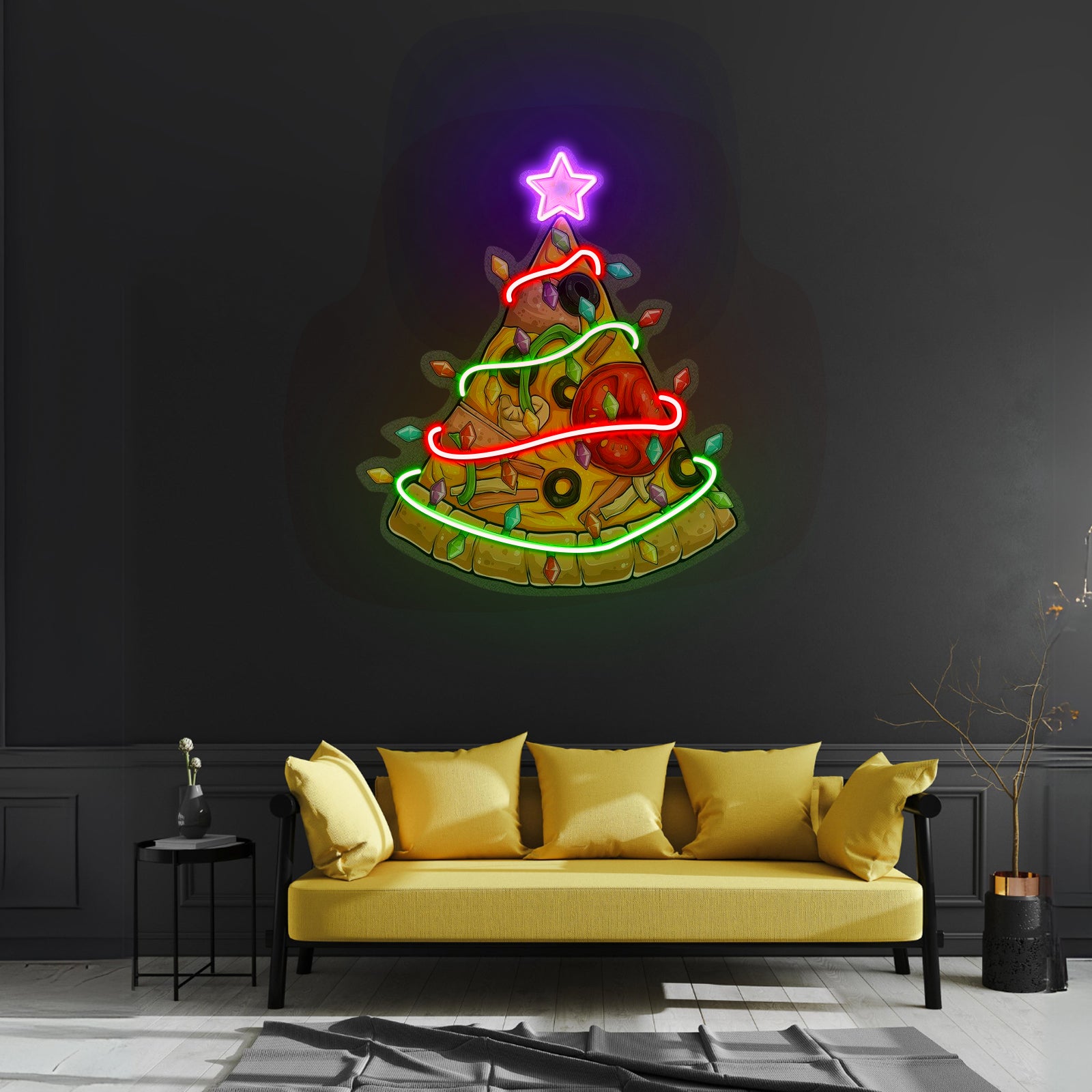 Traditional Christmas Tree Led Neon Acrylic Artwork For Sale