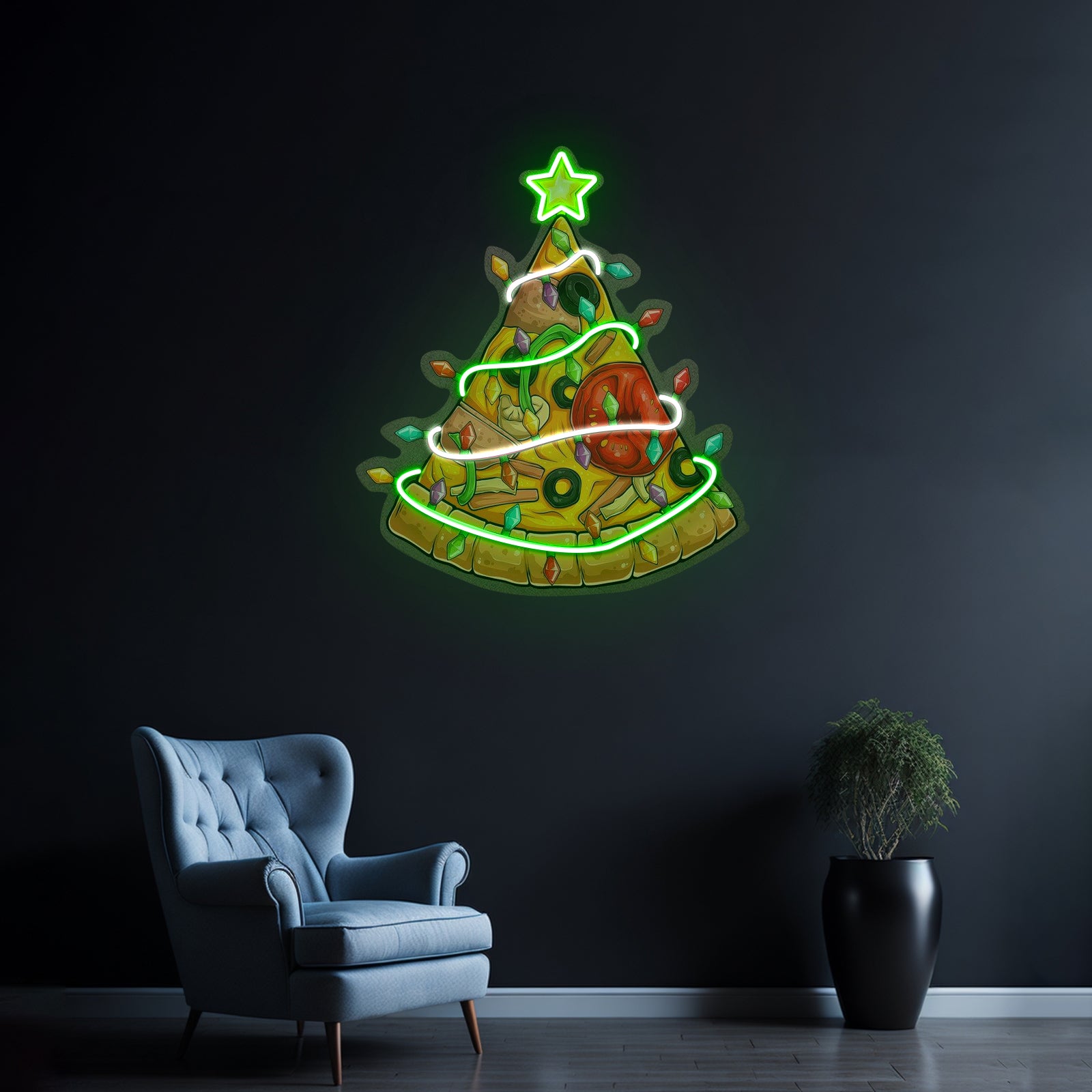 Traditional Christmas Tree Led Neon Acrylic Artwork For Sale