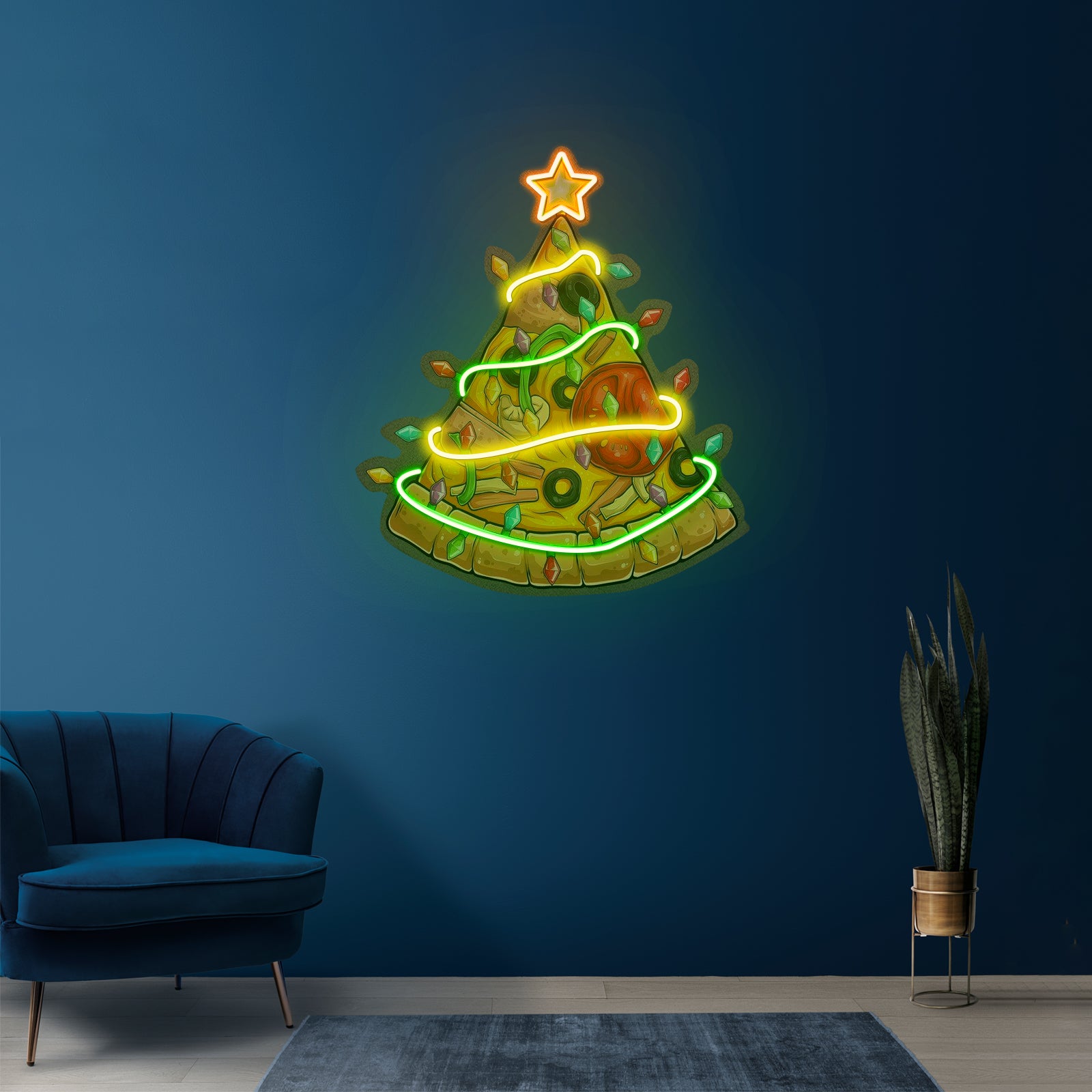 Traditional Christmas Tree Led Neon Acrylic Artwork For Sale