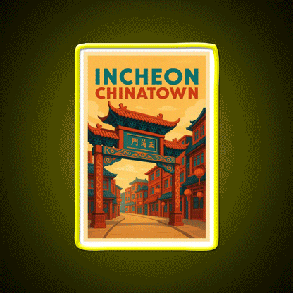 Traditional Gate Of Incheon Chinatown Korea Asian Cultural Led Neon Sign Rgb Color - Custom LED neon sign front view