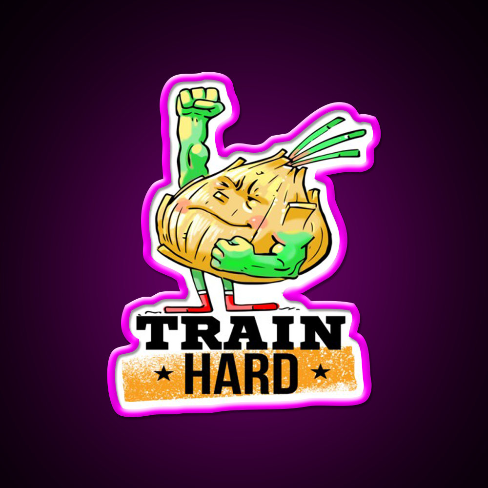Train Hard Strong Onion Power Gym Fitness Led Neon Sign Rgb Color