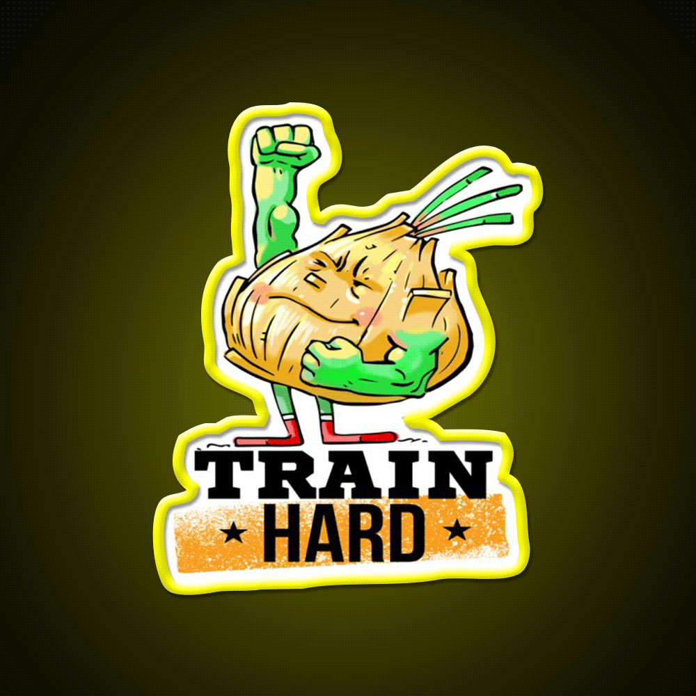 Train Hard Strong Onion Power Gym Fitness Led Neon Sign Rgb Color