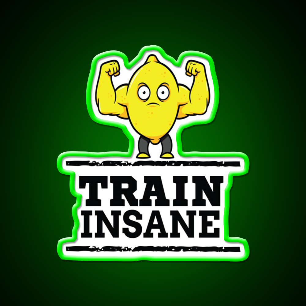 Train Insane Jacked Lemon Workout Bodybuilding Gym Fitness Led Neon Sign Rgb Color