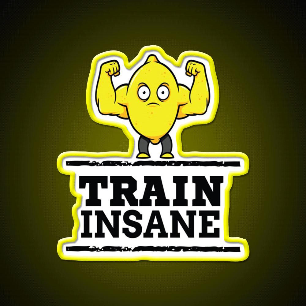 Train Insane Jacked Lemon Workout Bodybuilding Gym Fitness Led Neon Sign Rgb Color