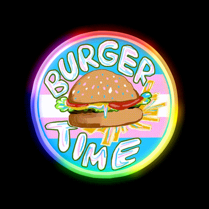 Trans Pride Burger Time Fast Food Led Neon Sign For Burger Place Rgb Color - LED neon sign close-up detail