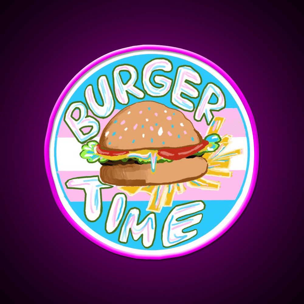 Trans Pride Burger Time Fast Food Led Neon Sign For Burger Place Rgb Color - Shineneon