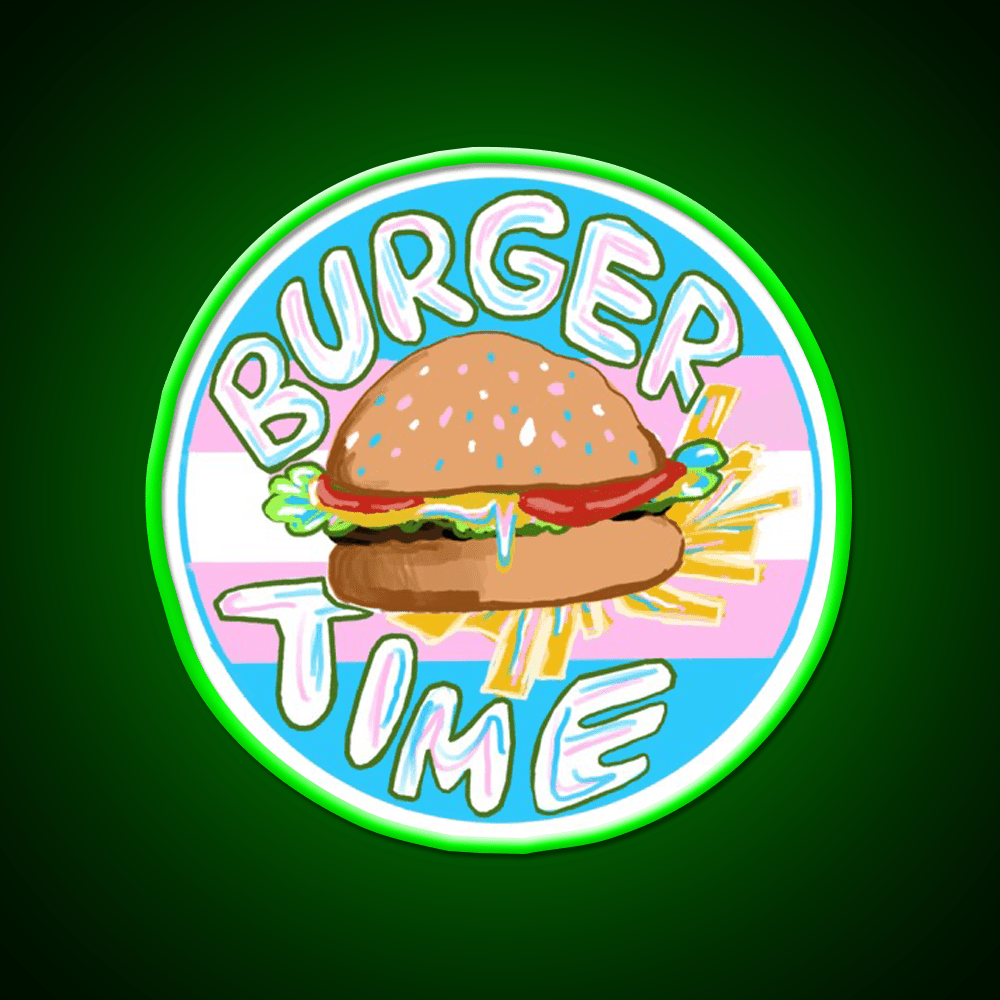 Trans Pride Burger Time Fast Food Led Neon Sign For Burger Place Rgb Color - Shineneon