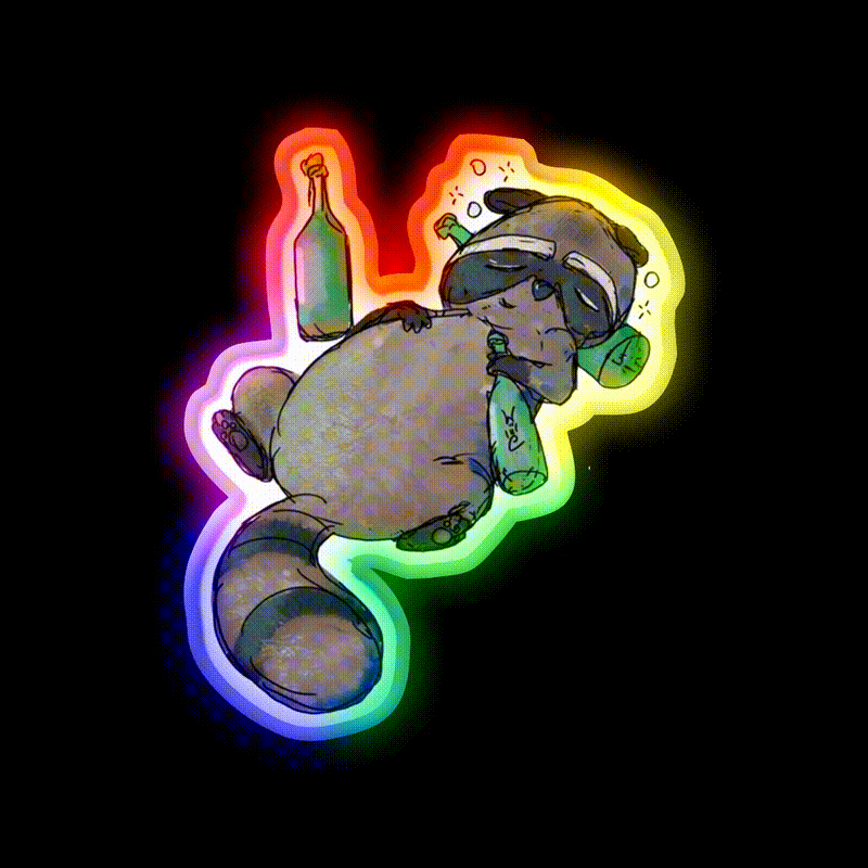 Trashed Trash Panda Whiskey Drink Bar Led Neon Sign Rgb Color