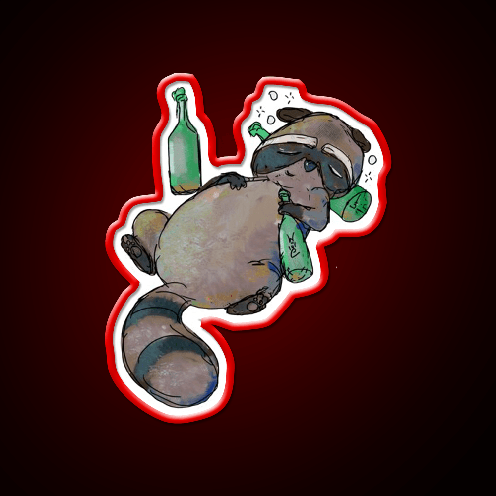 Trashed Trash Panda Whiskey Drink Bar Led Neon Sign Rgb Color - Shineneon