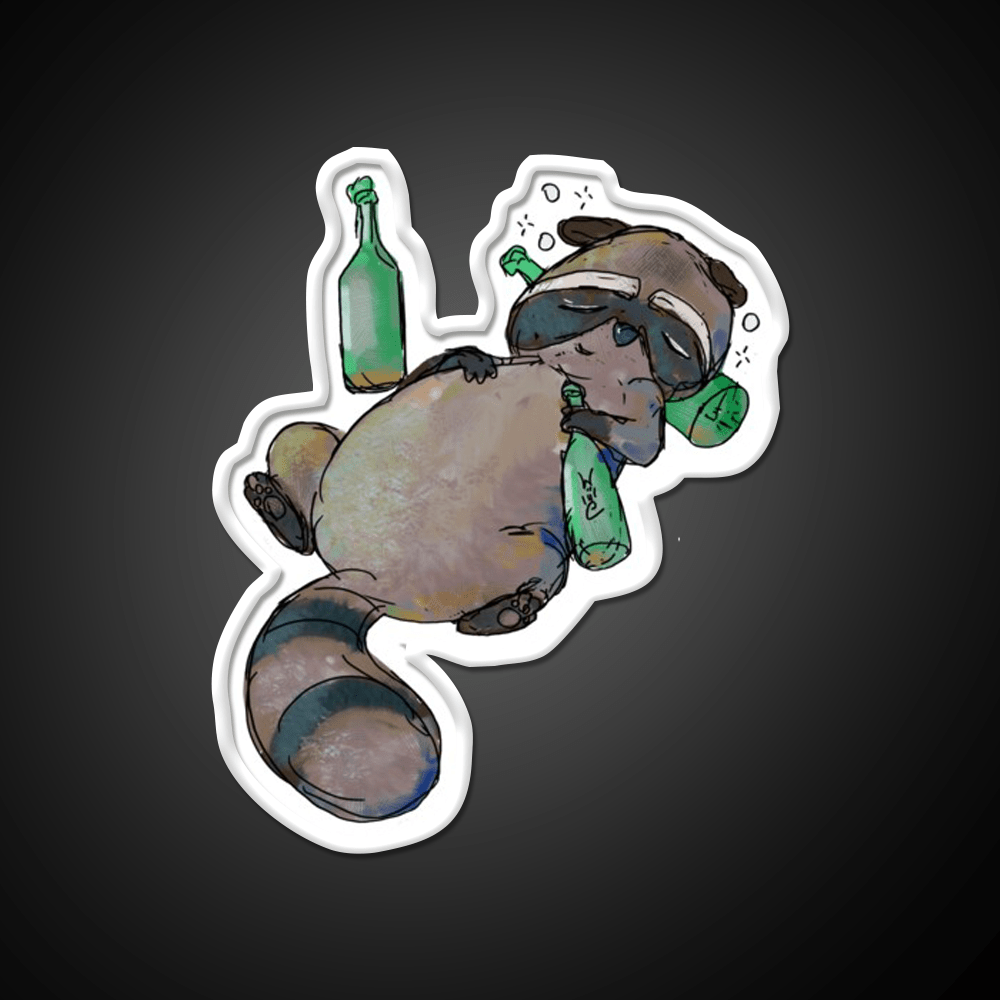 Trashed Trash Panda Whiskey Drink Bar Led Neon Sign Rgb Color - Shineneon