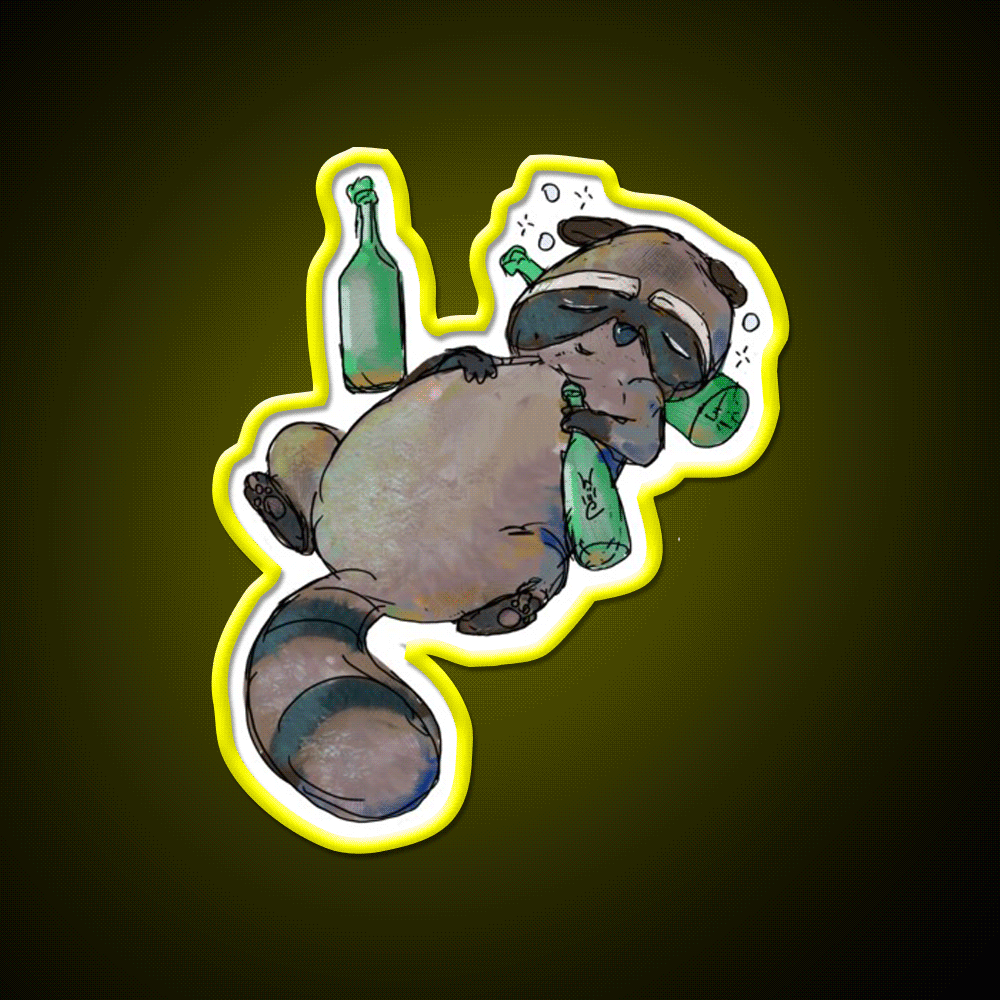 Trashed Trash Panda Whiskey Drink Bar Led Neon Sign Rgb Color