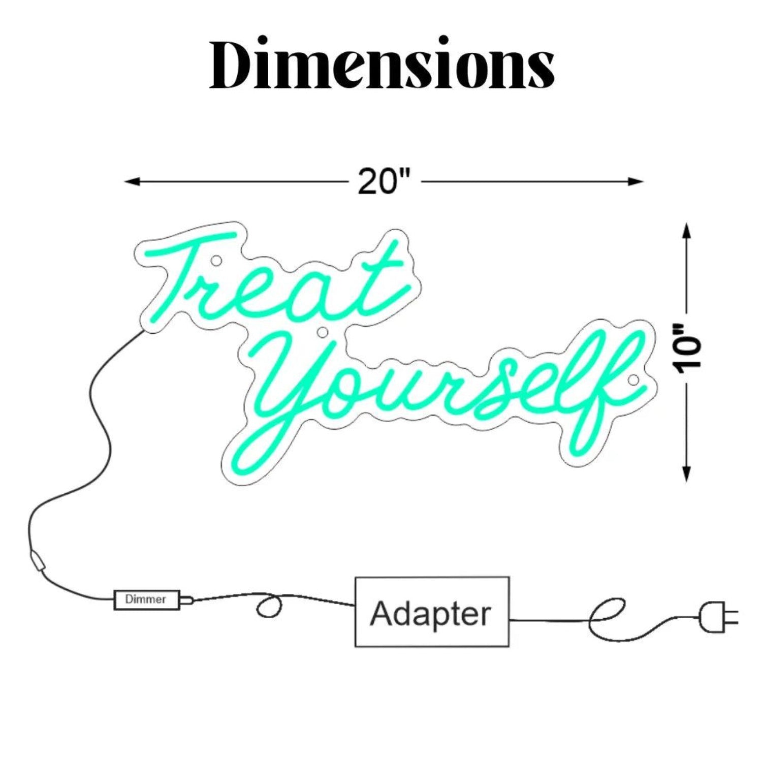Treat Yourself Led Neon Sign In Turquoise For Home Commercial Decor | Shineneon