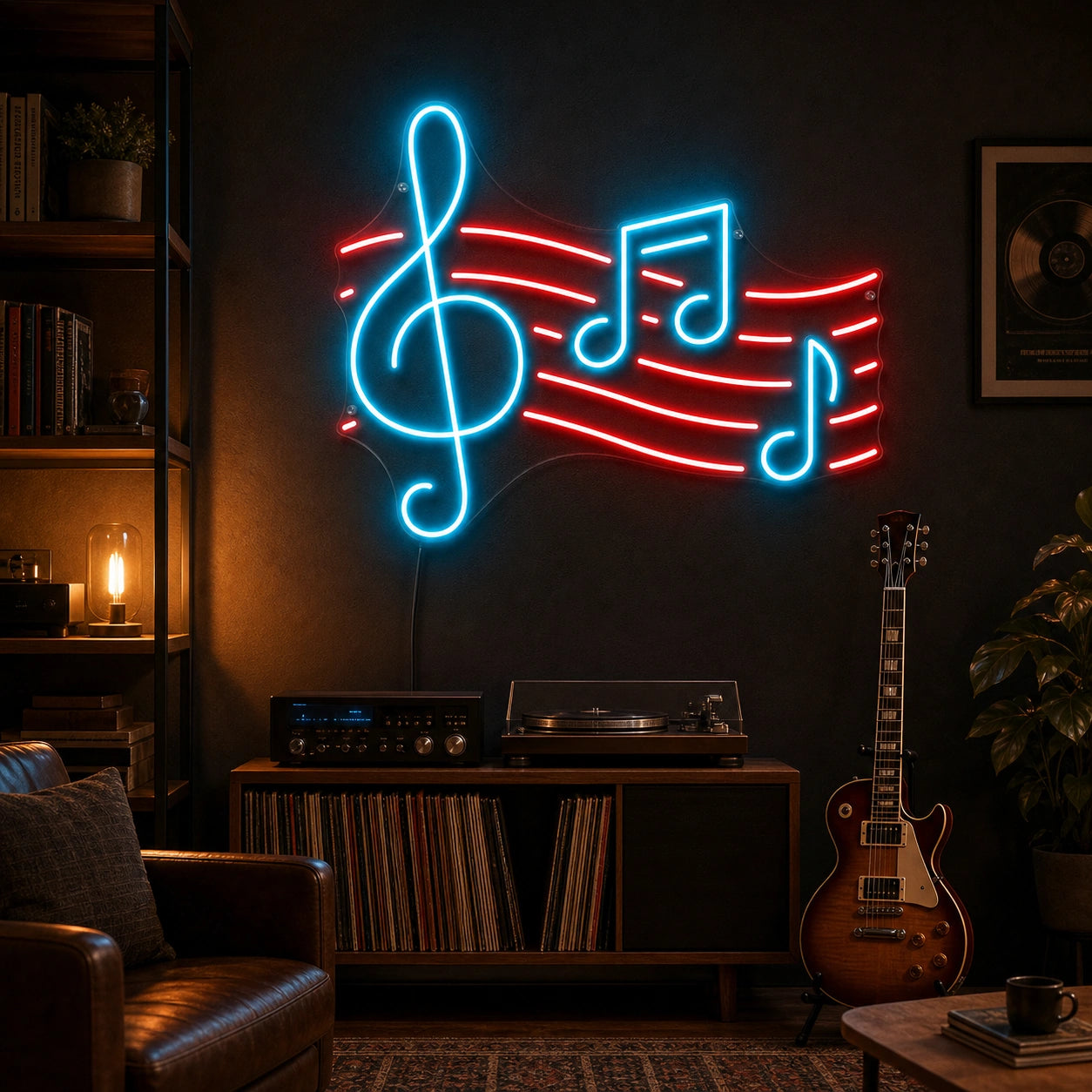 Treble Clef And Music Notes LED Neon Sign real lifestyle scene
