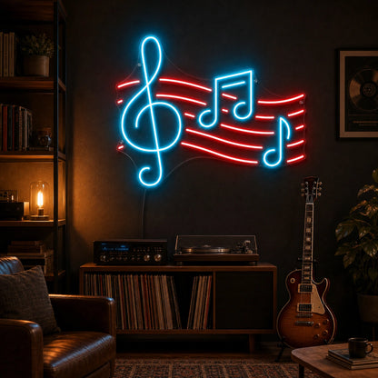 Treble Clef And Music Notes LED Neon Sign real lifestyle scene